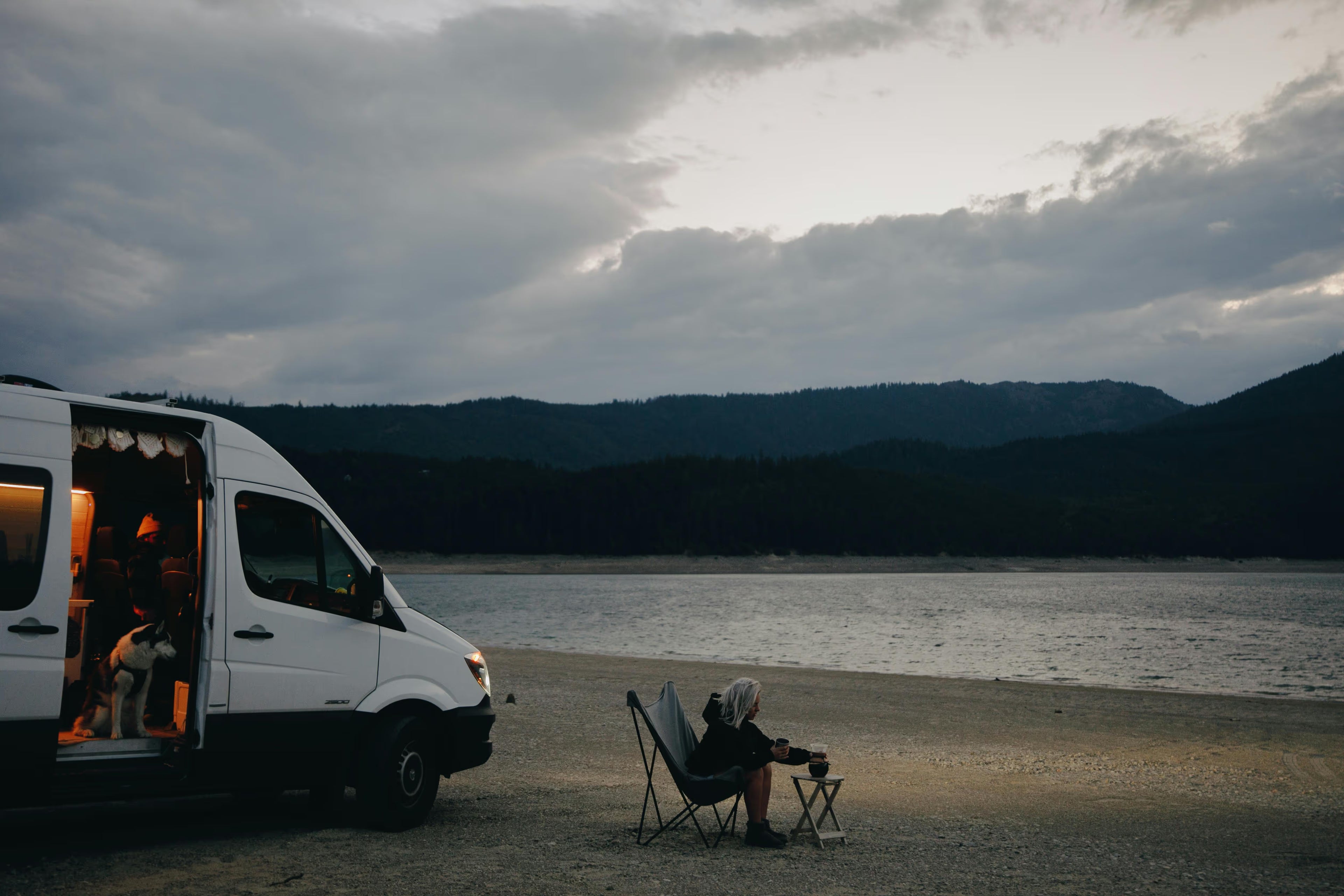 Campervan set up for an off-grid weekend