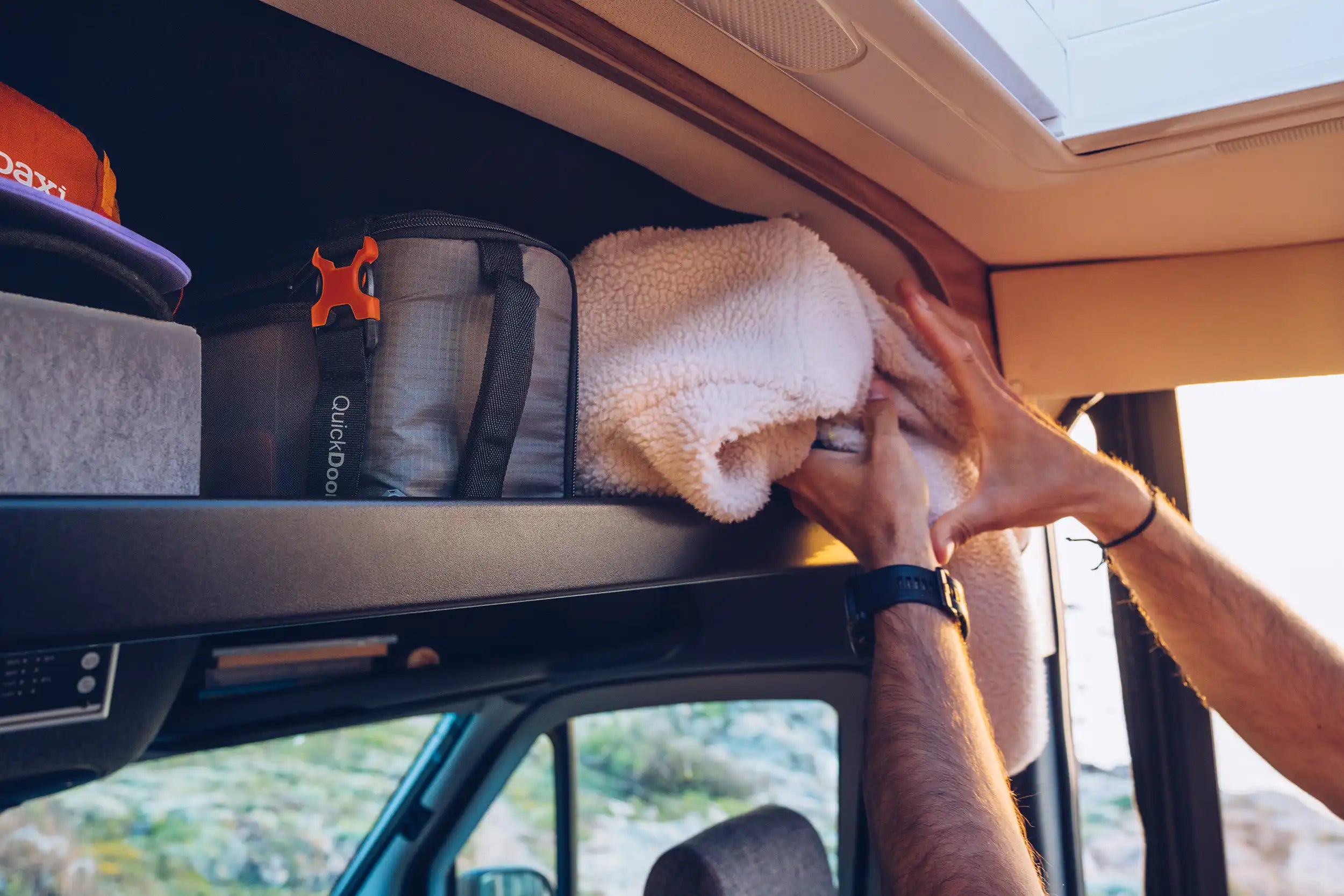 Sequoia overhead shelf cab storage detail