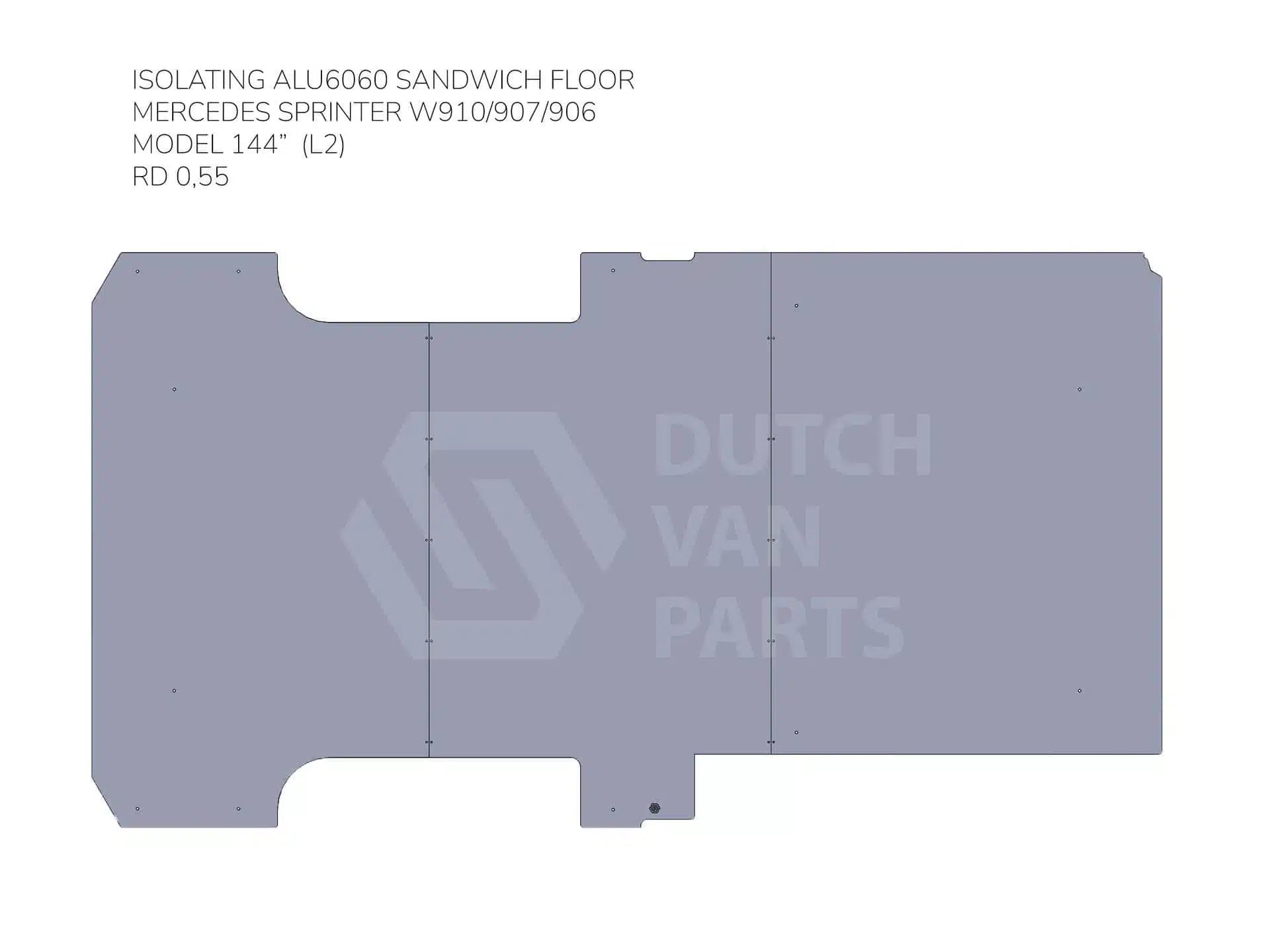 Insulated aluminium floor panel sections for Sprinter