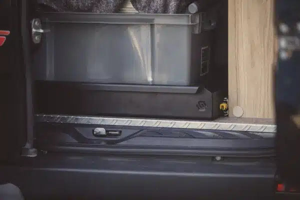 Heavy-duty Hymer campervan slide-out storage tray